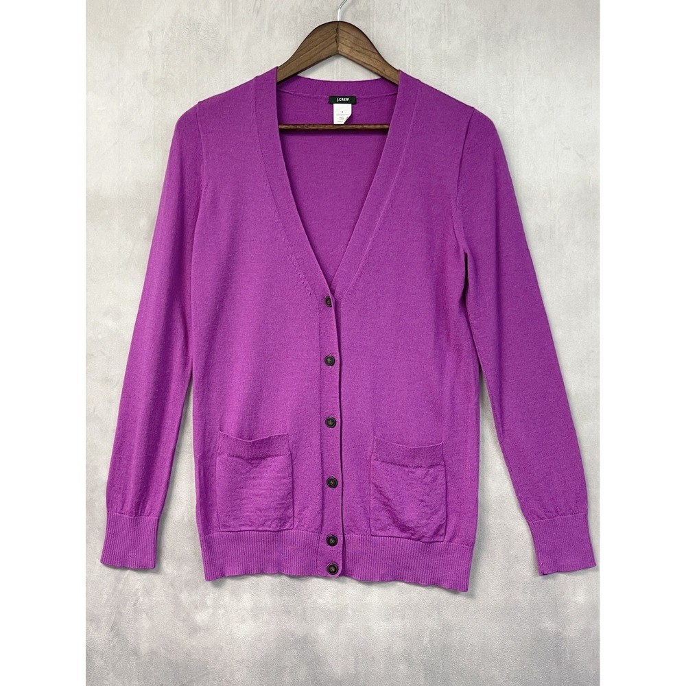 J Crew Women Eden Merino Wool Cardigan Sweater Size S Boyfriend Preppy Old Money